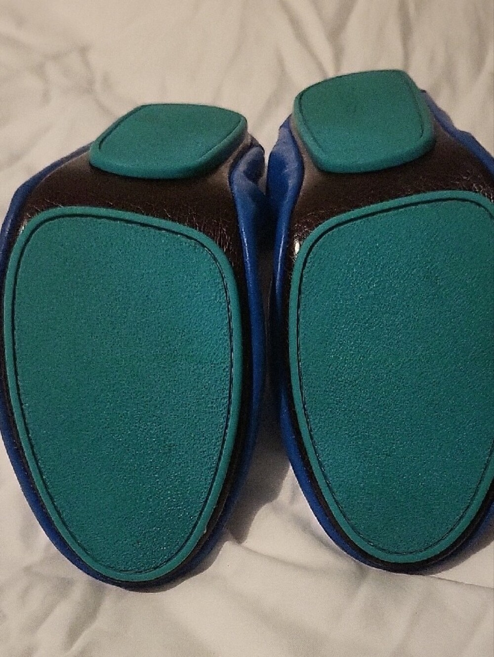 Tieks Cobalt Blue Leather Ballet Flat with Teal Sole Accent - Picture 7 of 9